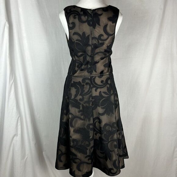 JAX Black Label Black Floral Knee Length Cocktail Dress - Picture 4 of 6